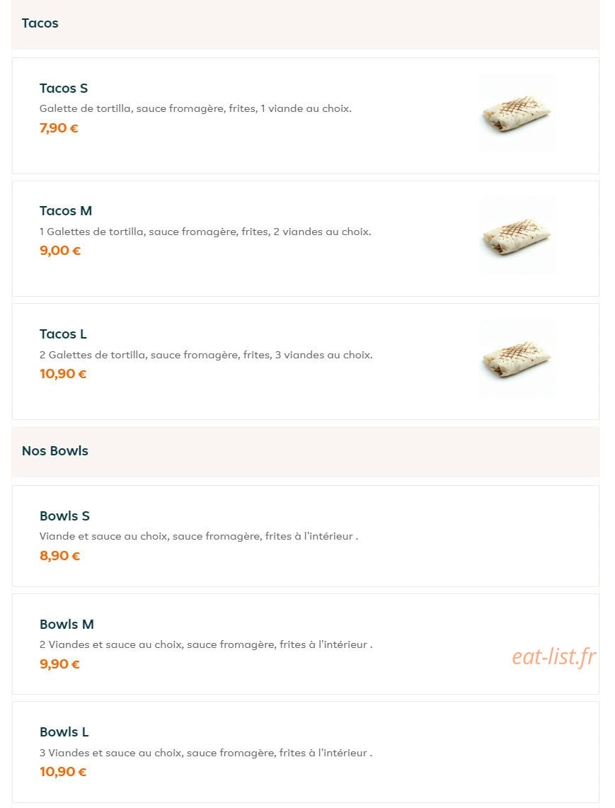The Kitchen — carte page 9
