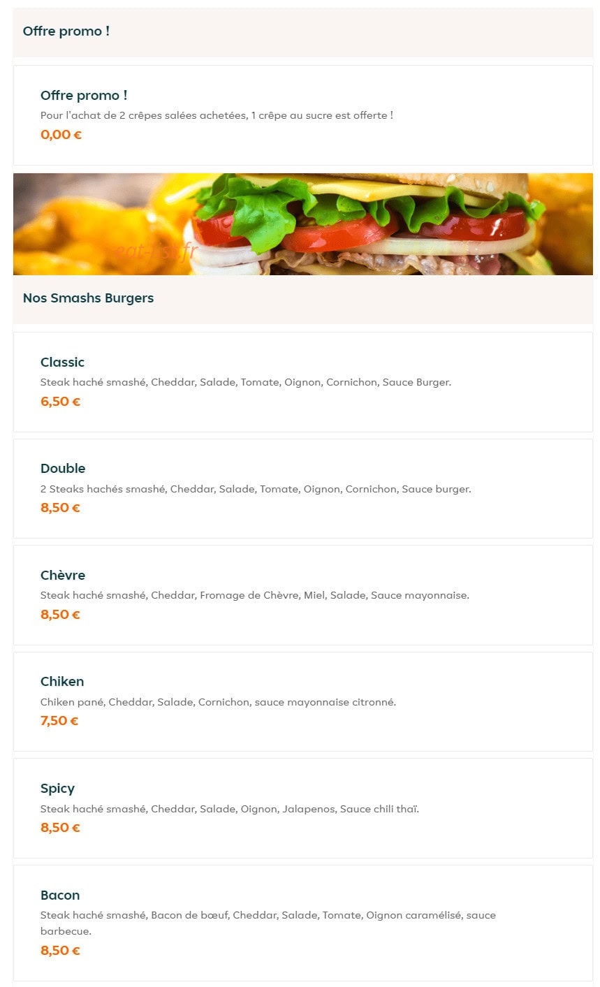 The Kitchen — carte page 1