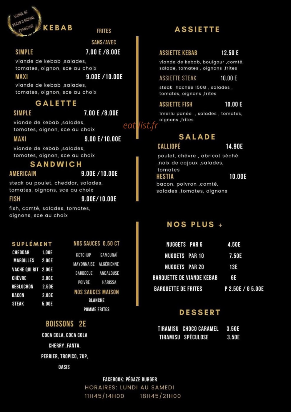 Pégaze Burger — carte page 2