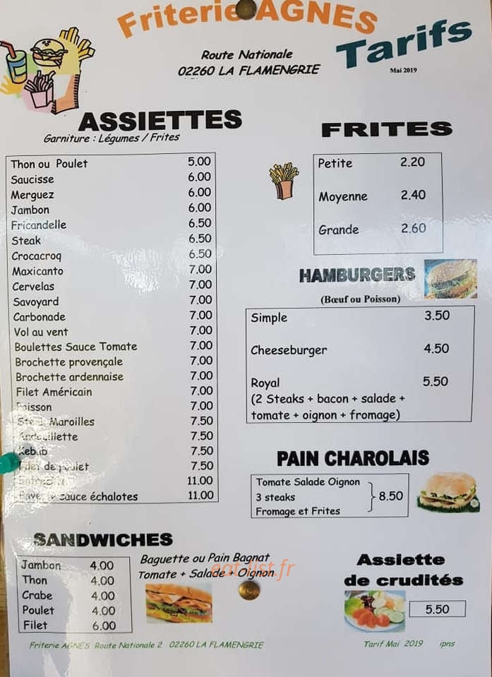 Friterie Agnès — carte page 2