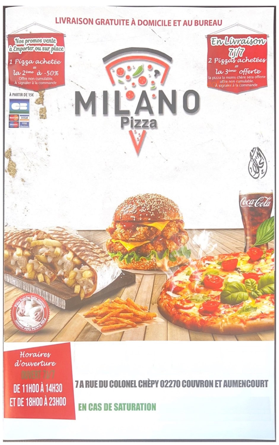 Milano Pizza — carte page 1