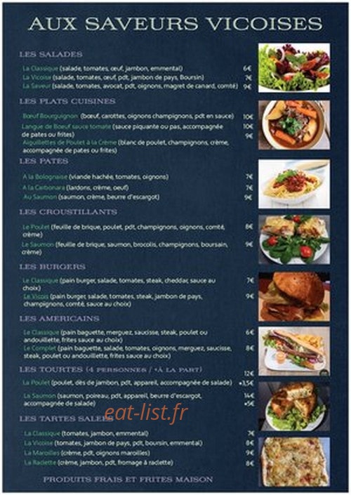 Aux saveurs vicoises — carte page 1