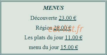 Hostellerie du Lion d'Or — carte page 1