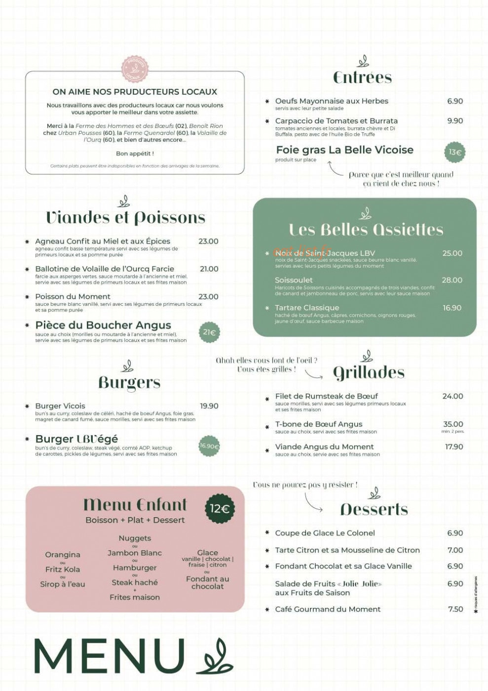 La Belle Vicoise — carte page 1