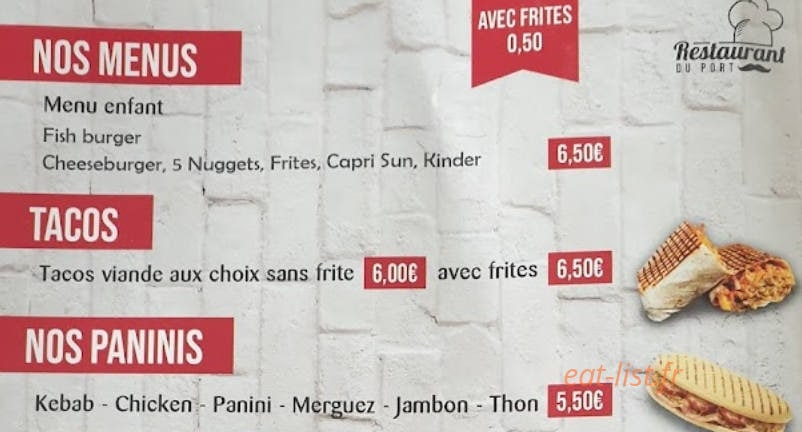 Restaurant Du Port — carte page 3
