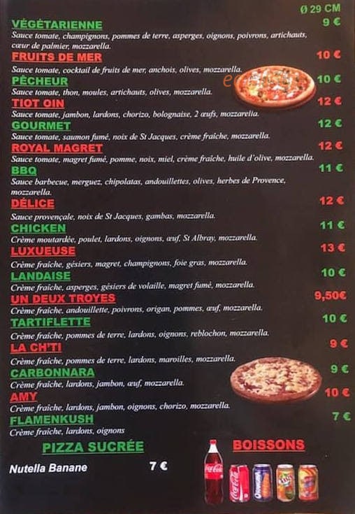 Ô Pizza — carte page 2
