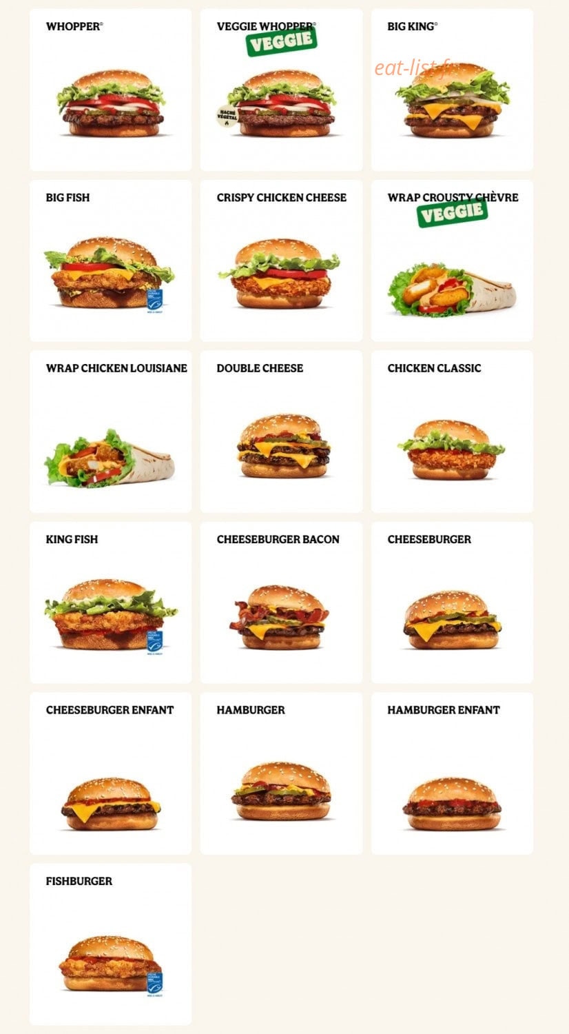 Burger King — carte page 6
