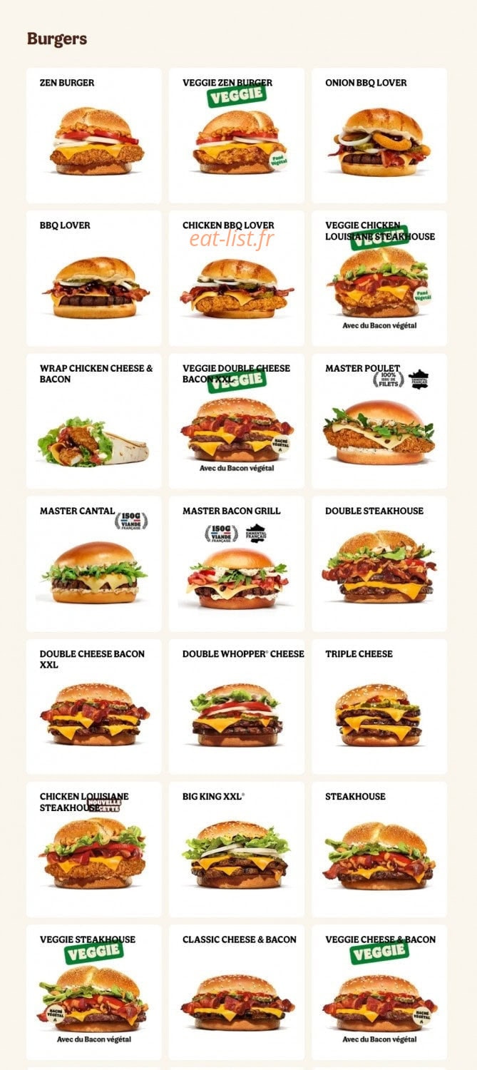 Burger King — carte page 5