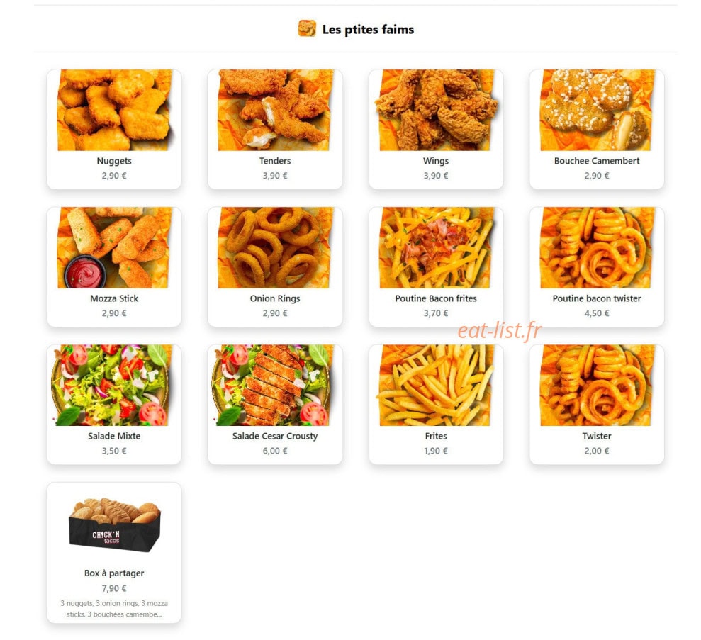 Chick'n Tacos — carte page 2