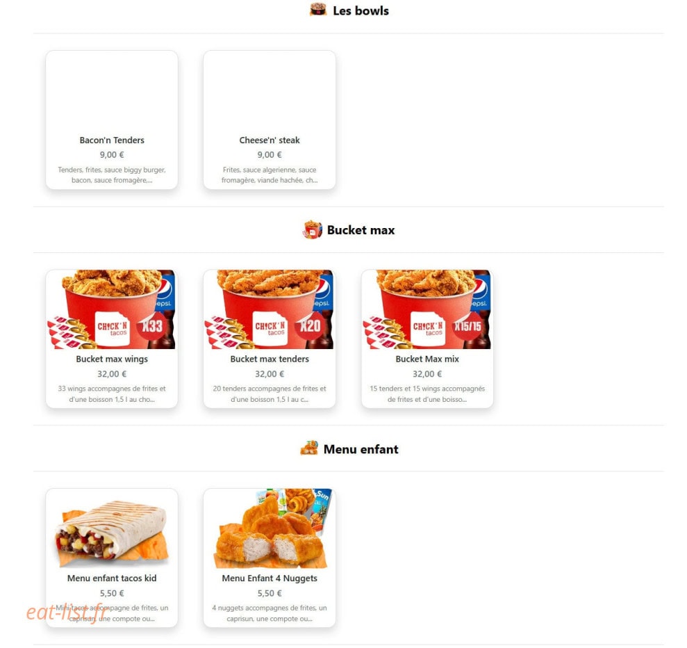 Chick'n Tacos — carte page 4