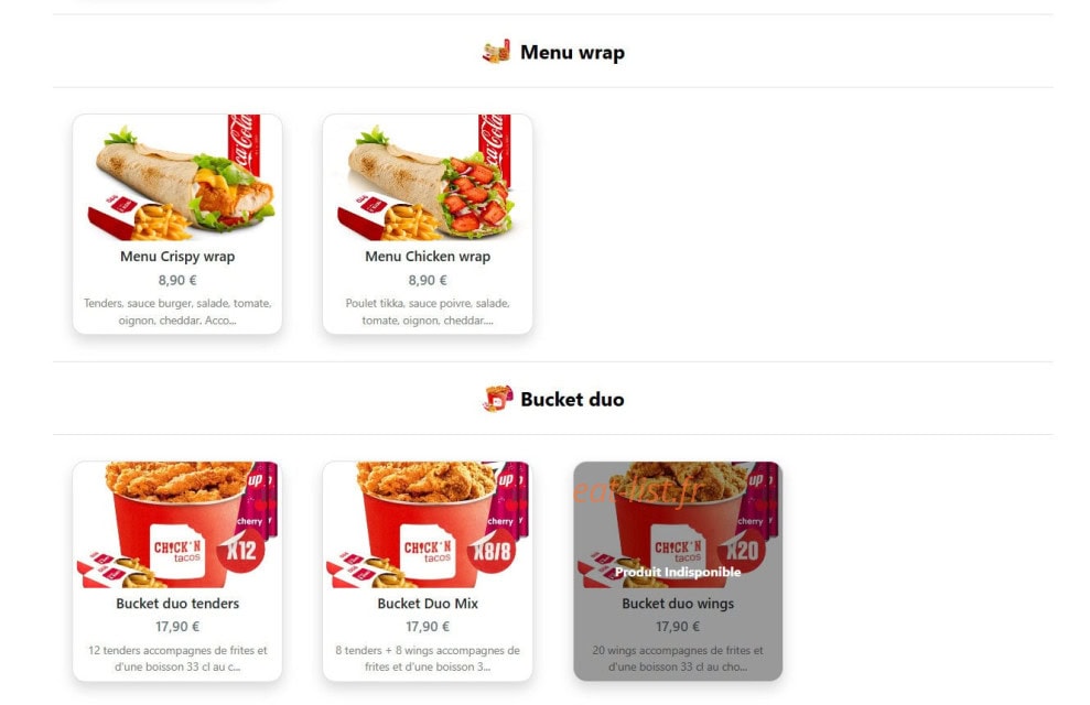 Chick'n Tacos — carte page 3