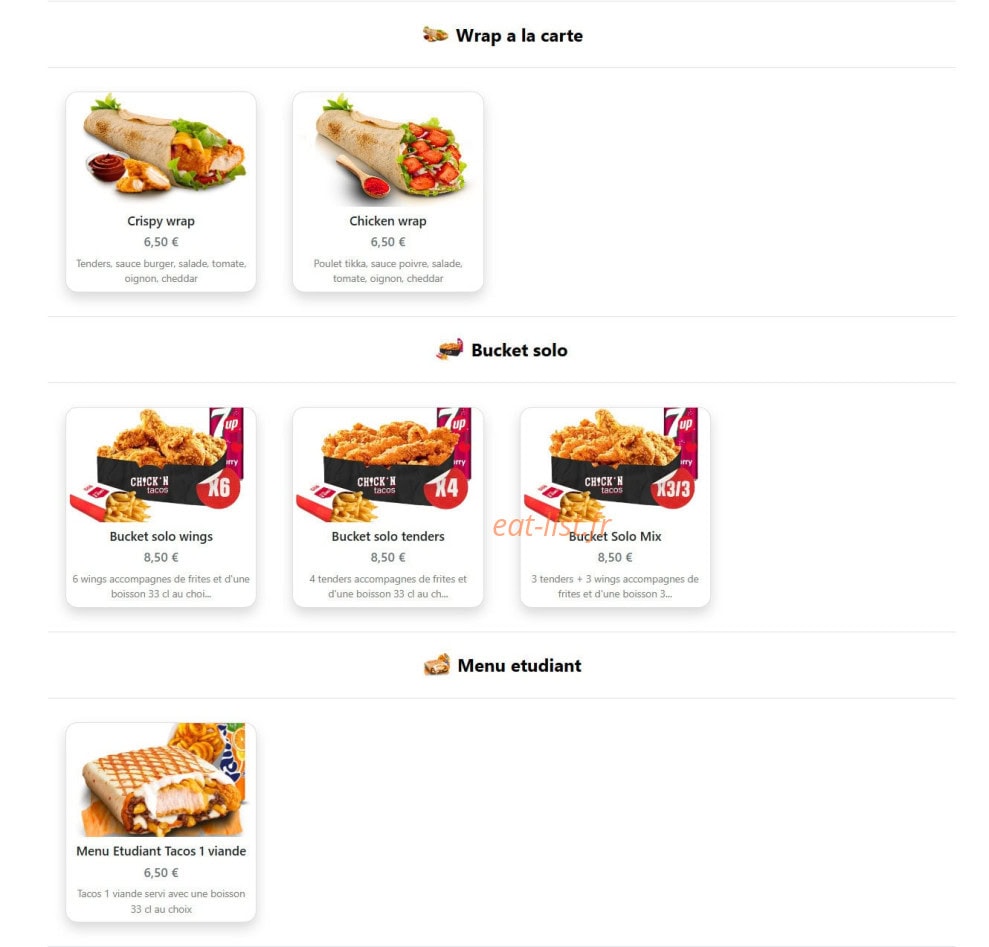Chick'n Tacos — carte page 5
