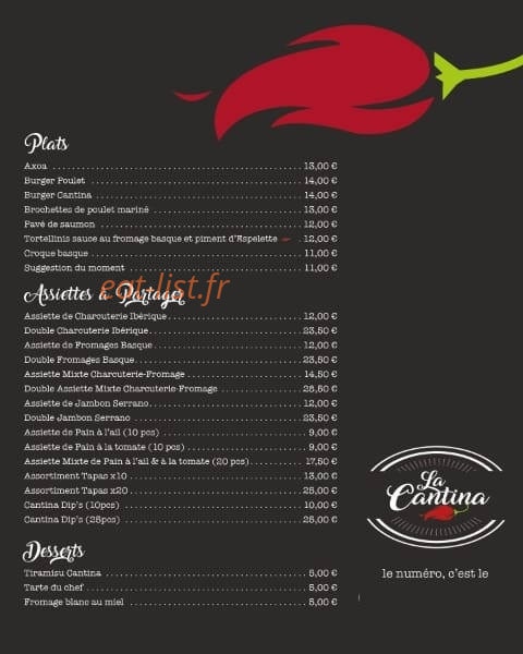 La Cantina — carte page 2