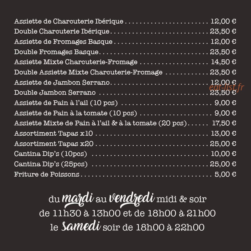 La Cantina — carte page 3