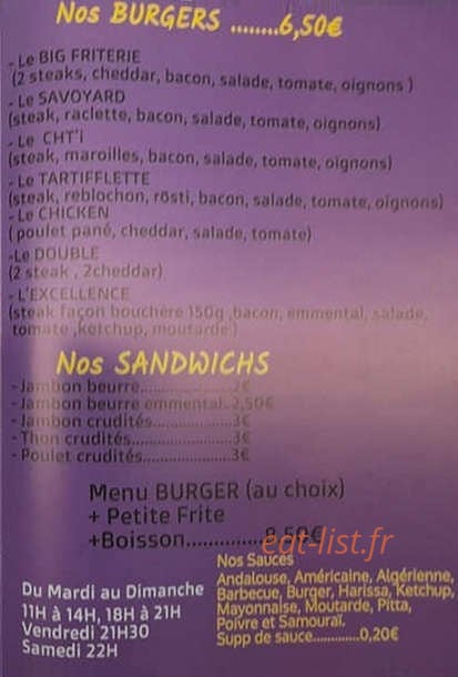 La fritterie — carte page 3
