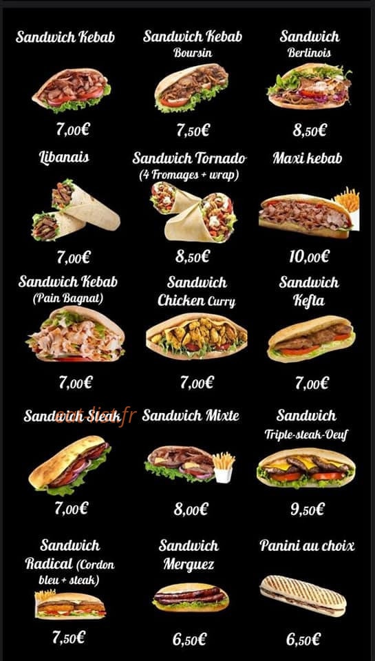 Le Saint Charles Kebab — carte page 1