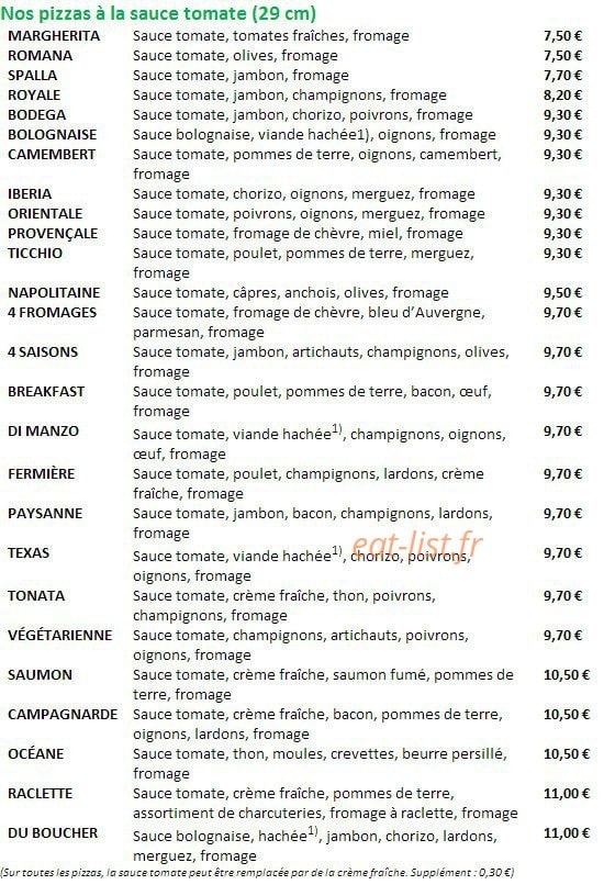 Pizza Ticchio — carte page 1