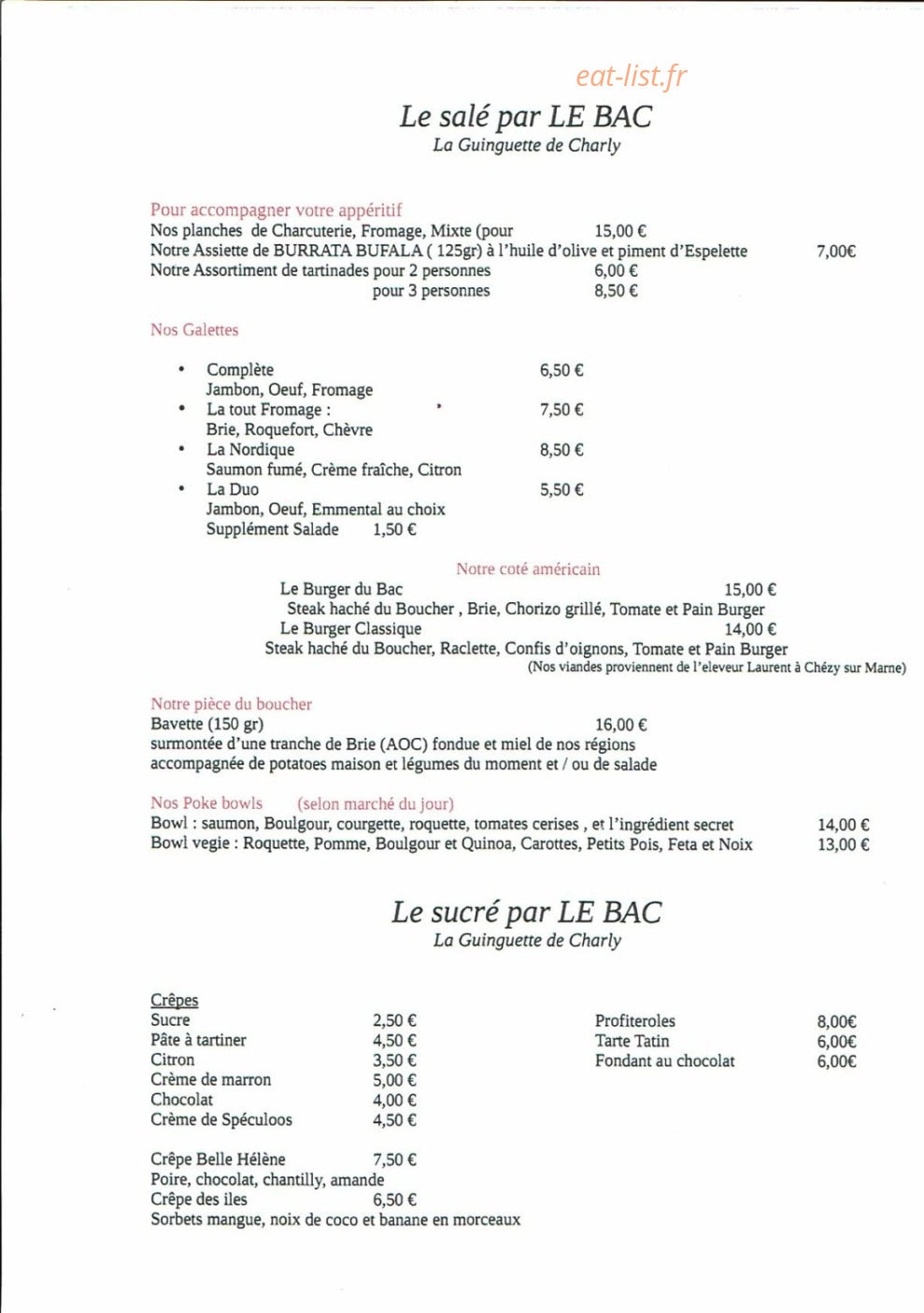 Le Bac — carte page 1