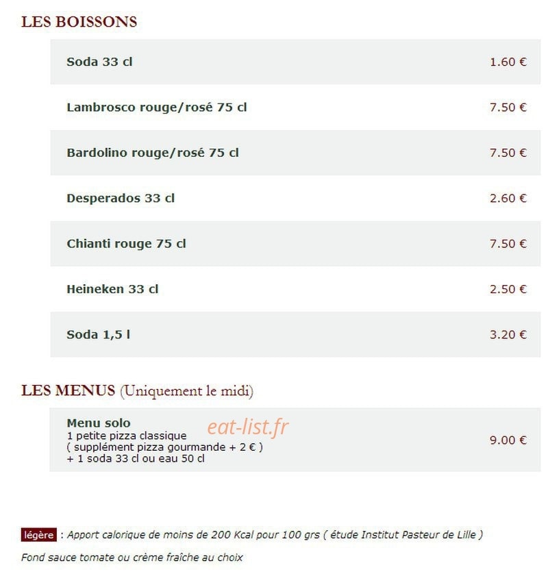 Le Kiosque à Pizzas — carte page 5