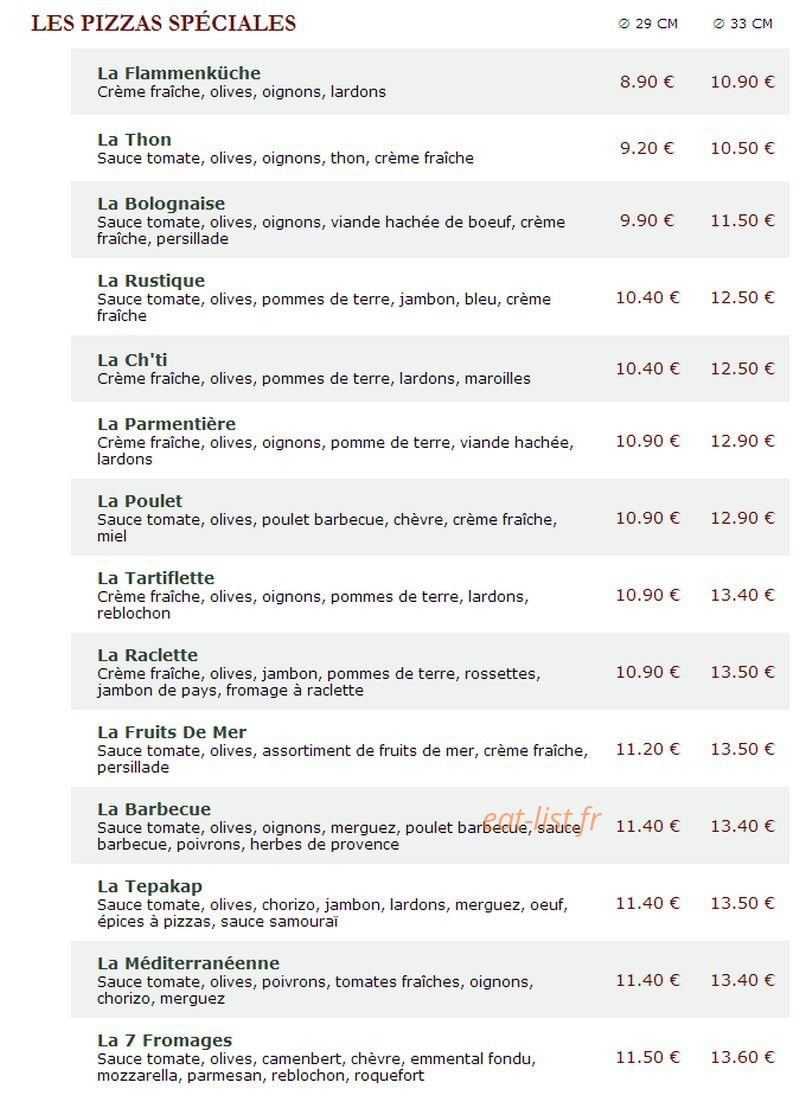 Le Kiosque à Pizzas — carte page 3