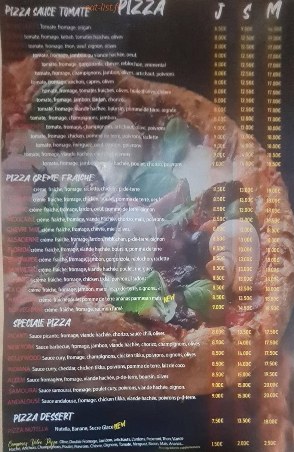 ALEEM PIZZA — carte page 1