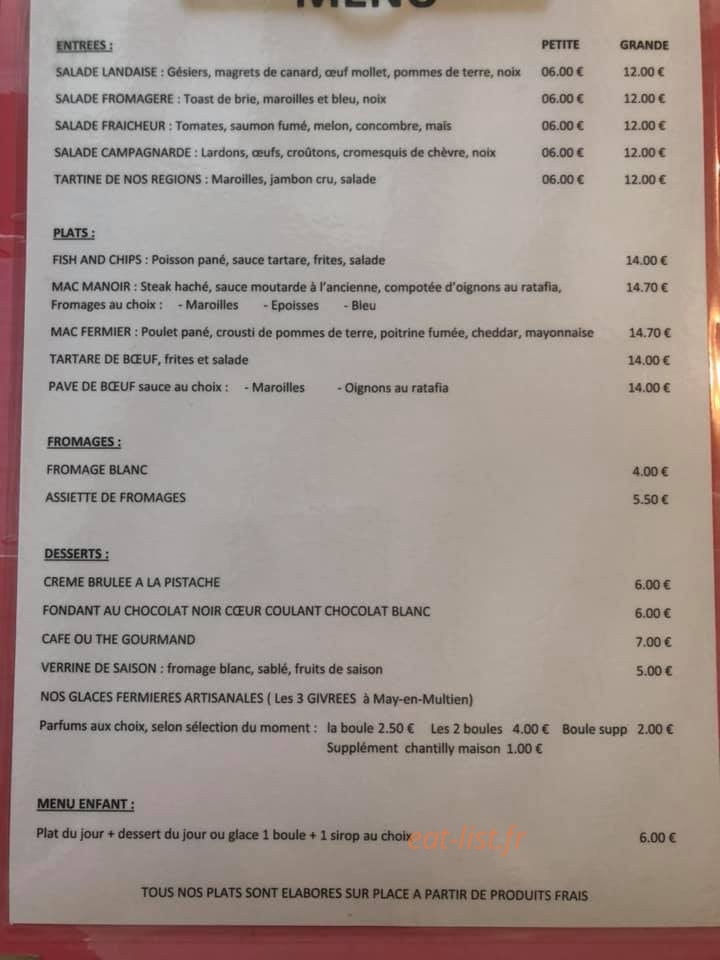 Le Manoir — carte page 1