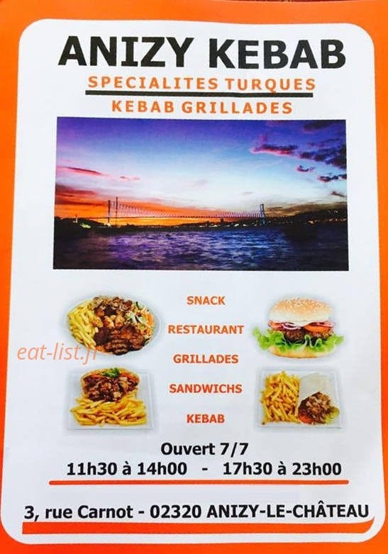 Anizy Kebab — carte page 1