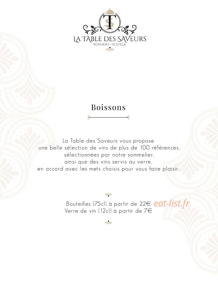 La Table des Saveurs — carte page 6