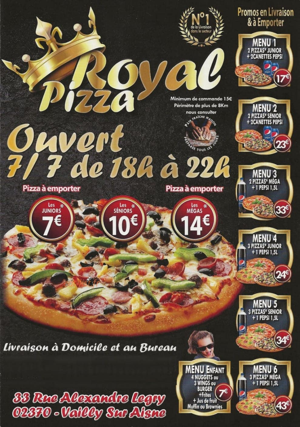Royal Pizza — carte page 1