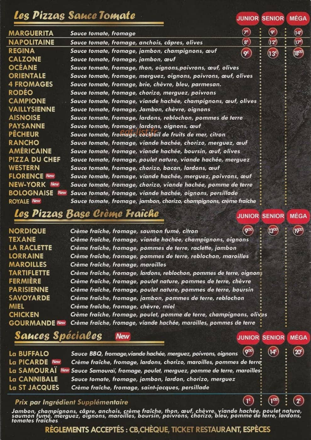 Royal Pizza — carte page 2