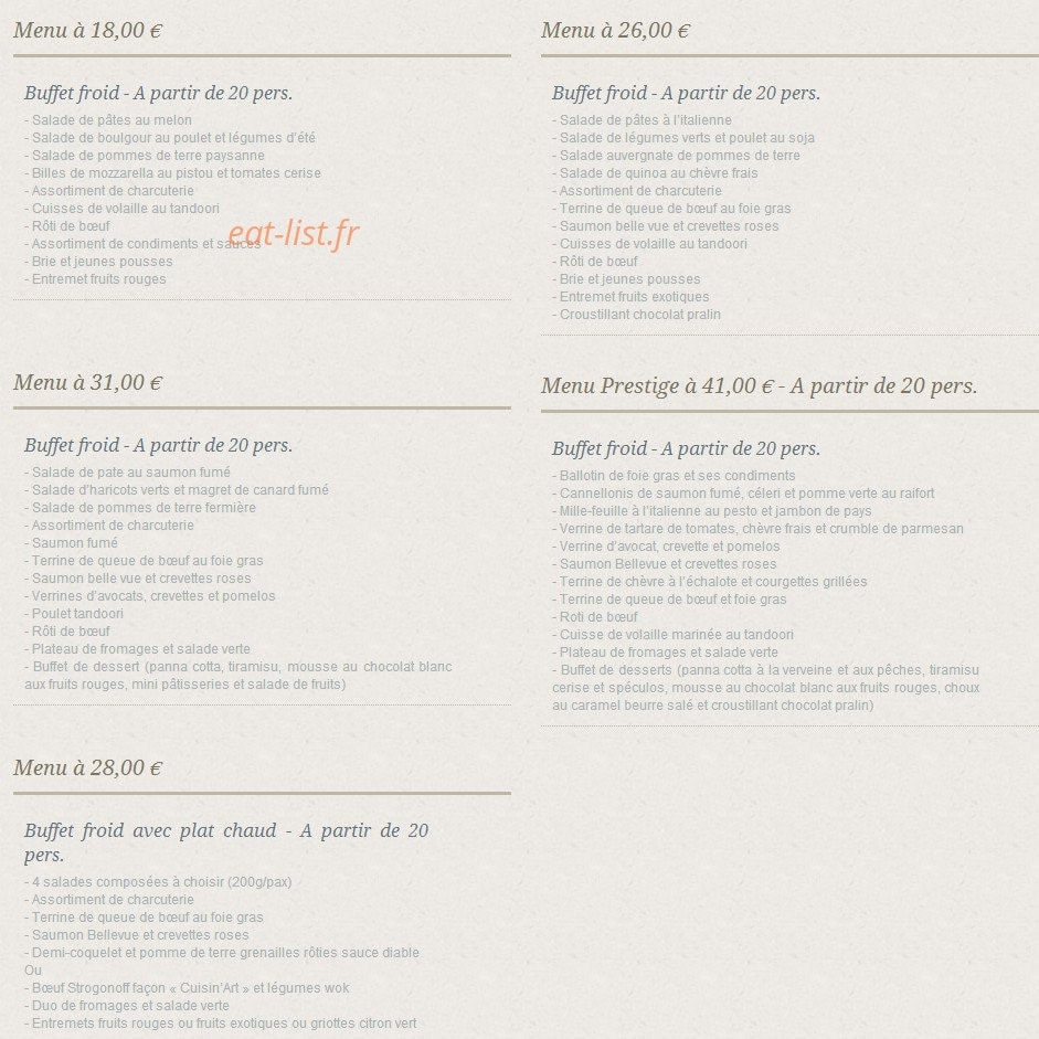 Cuisin'Art Traiteur — carte page 5