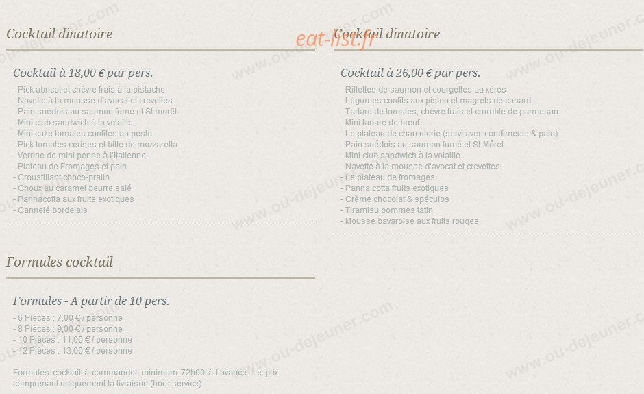 Cuisin'Art Traiteur — carte page 1