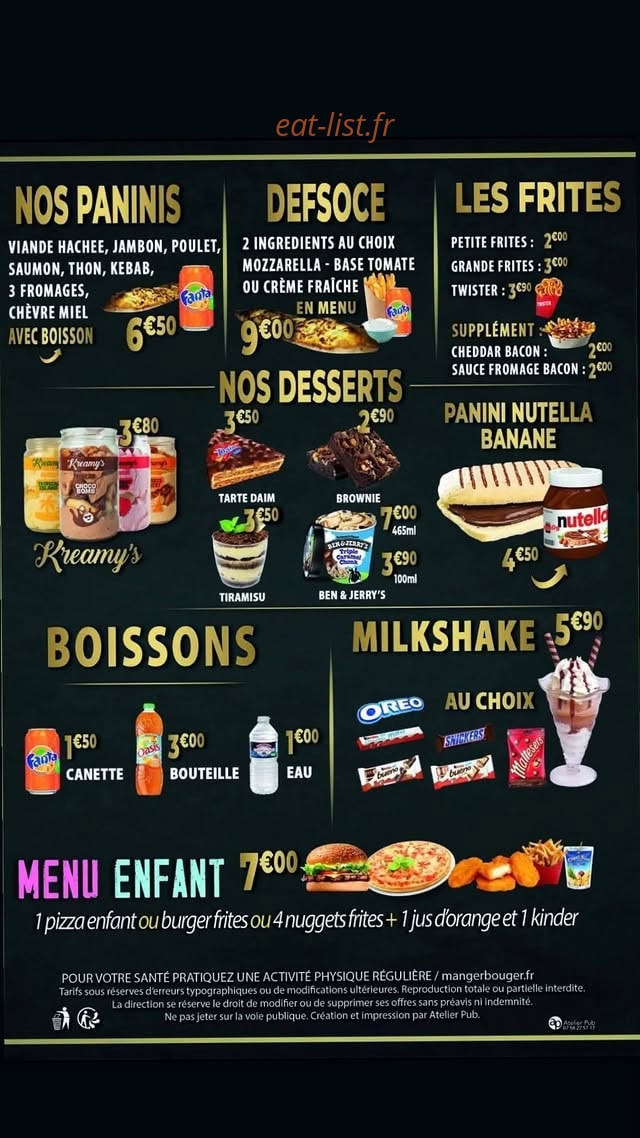 Carte et menu de Food Avenue à Chateau Thierry — Paninis, desserts...