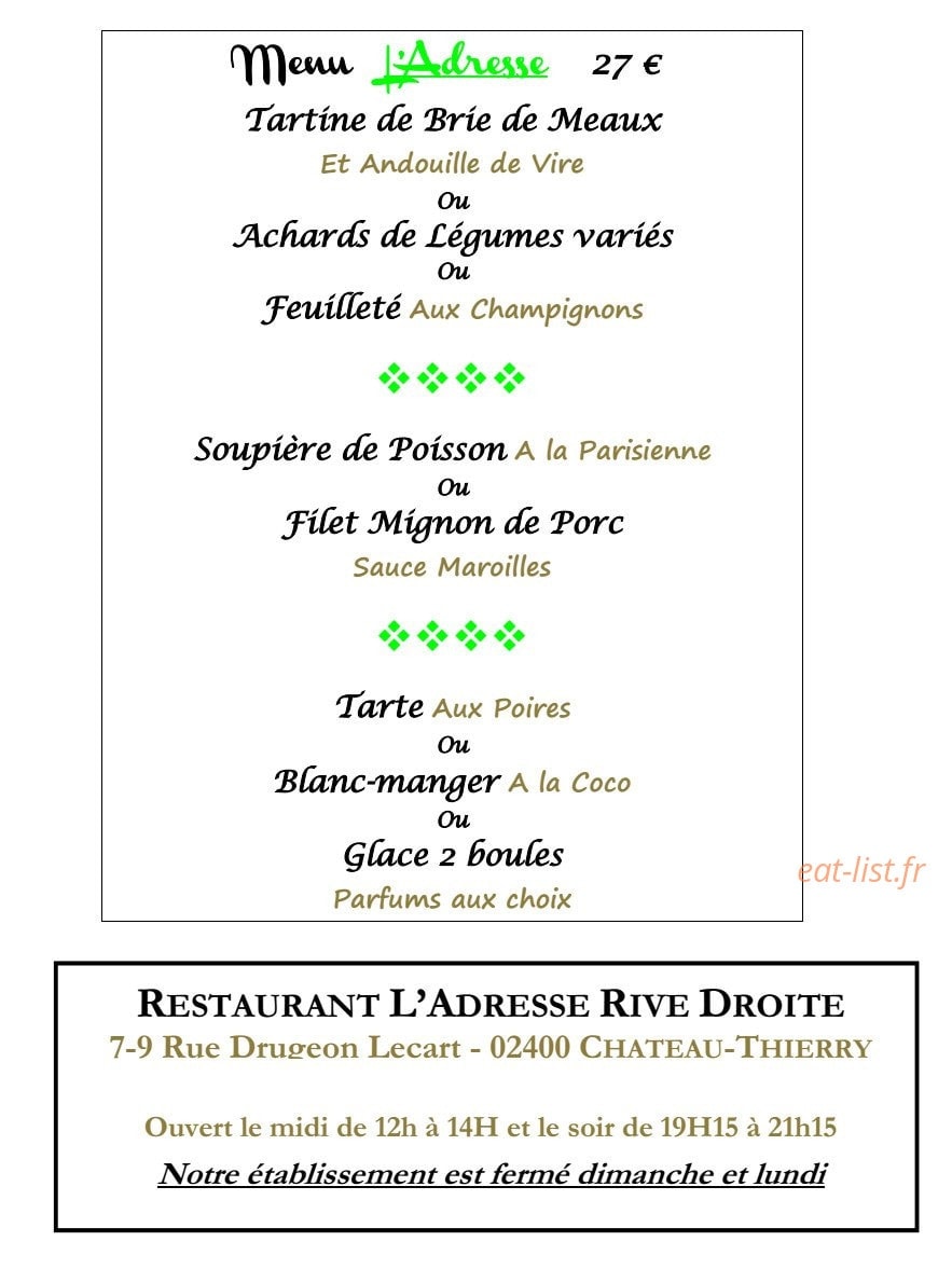 L'Adresse Rive Droite — carte page 3
