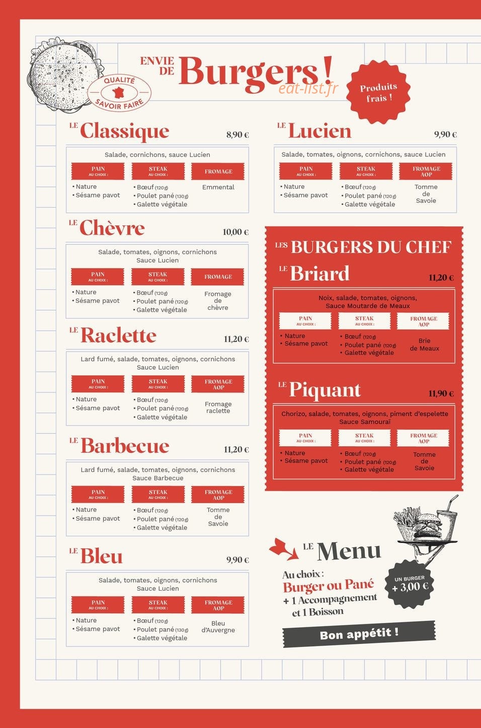 Les Burgers de Lucien — carte page 1