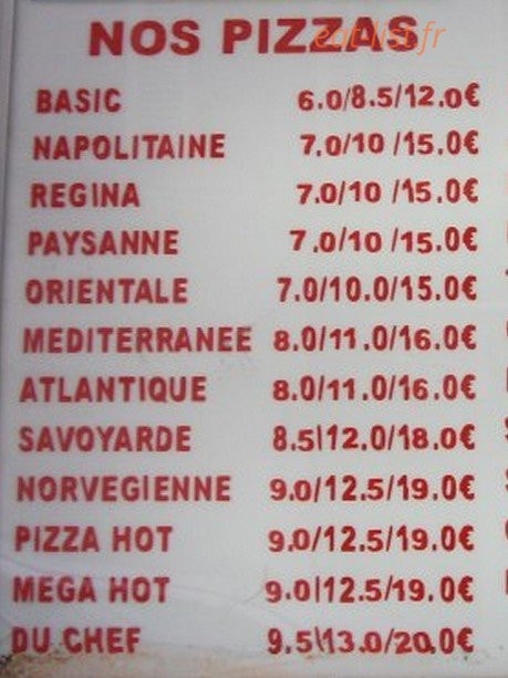 Pizza hot — carte page 1