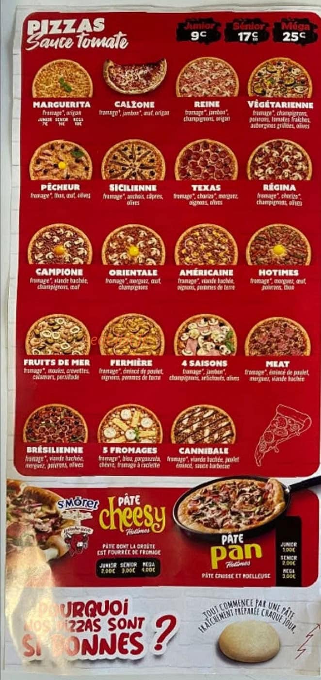 Carte et menu de Pizza Hotimes à Chateau Thierry — Menu 4