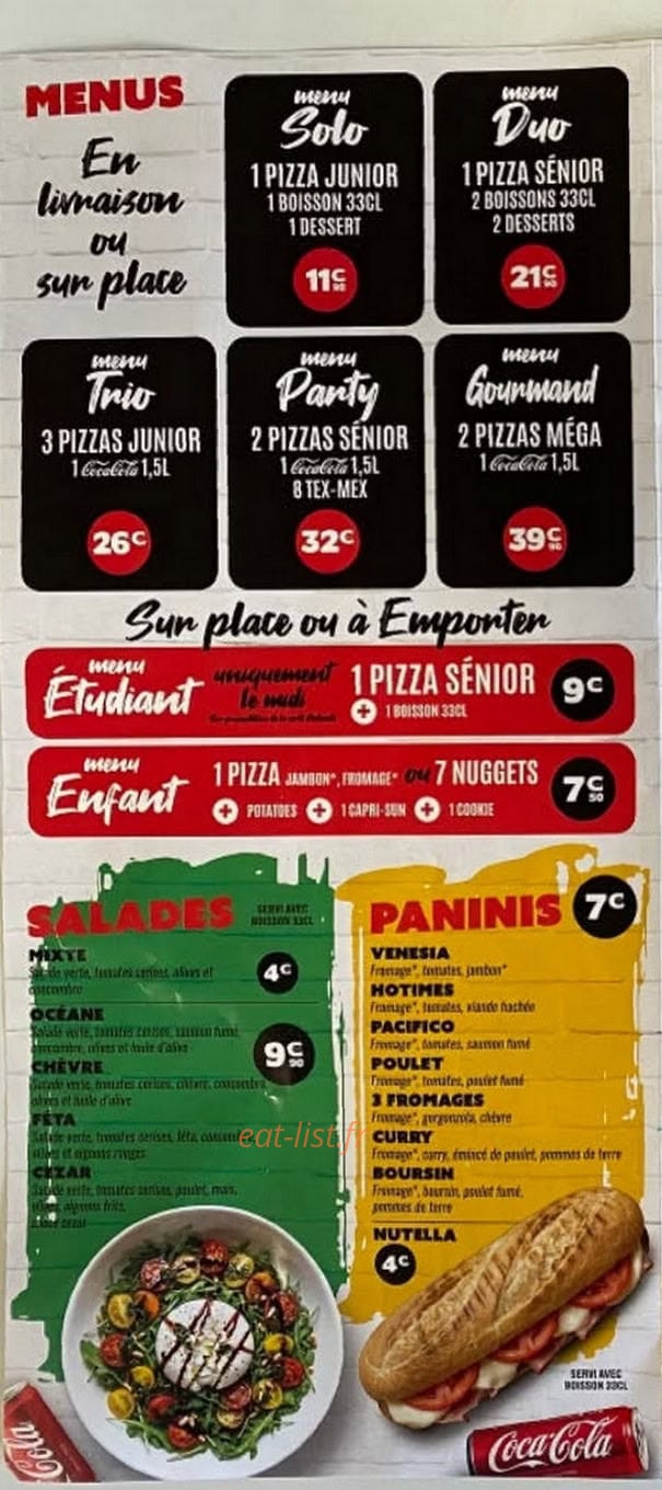 Carte et menu de Pizza Hotimes à Chateau Thierry — Menu 6