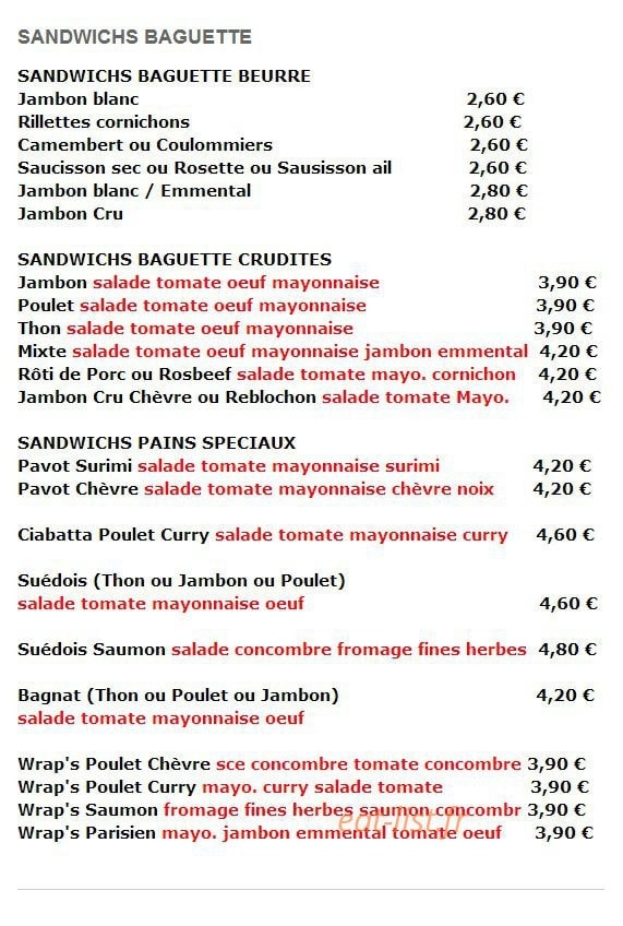 Un moment gourmand — carte page 2