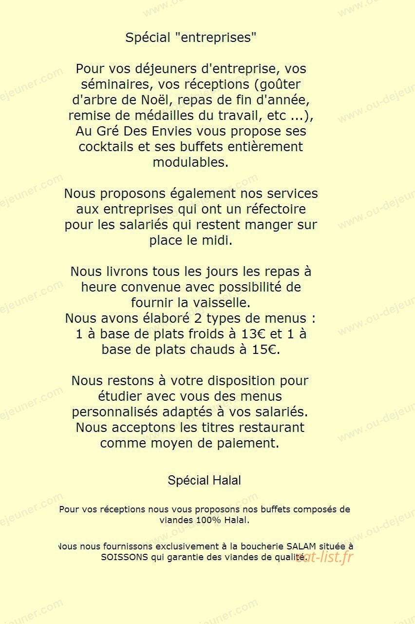 Au Gré Des Envies — carte page 11