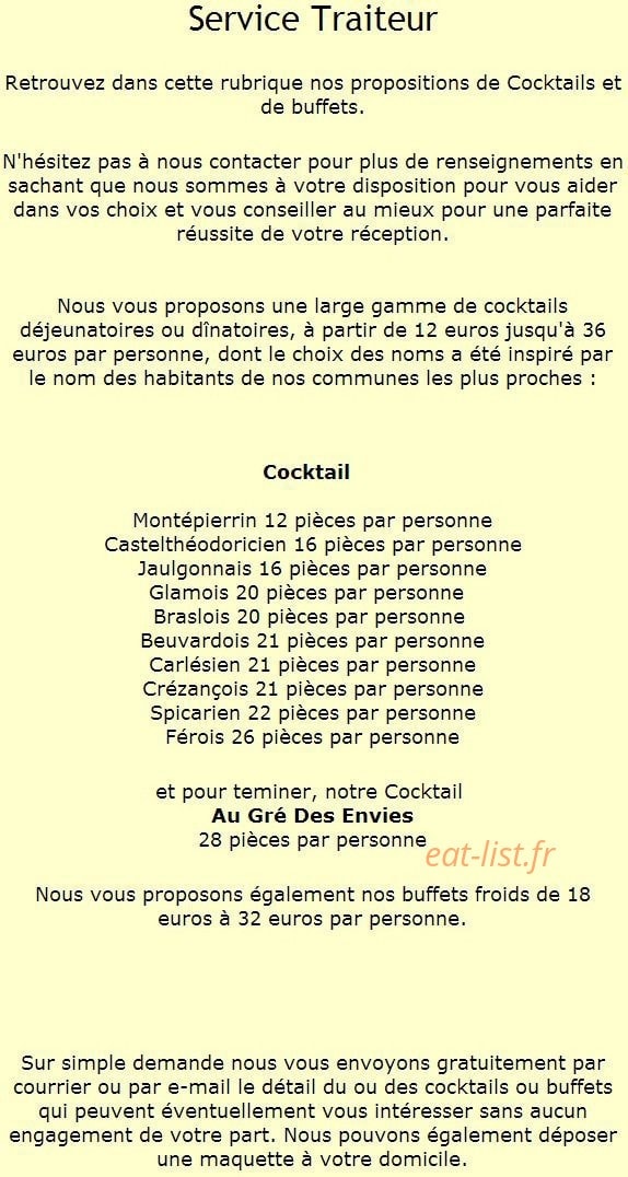 Au Gré Des Envies — carte page 1