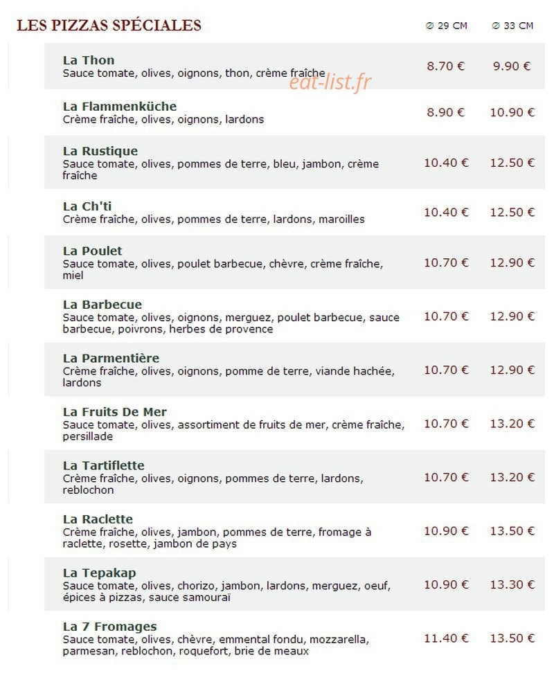 Le Kiosque à Pizzas — carte page 3