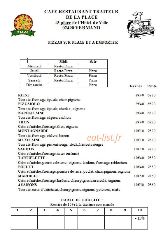 Café de la Place — carte page 1