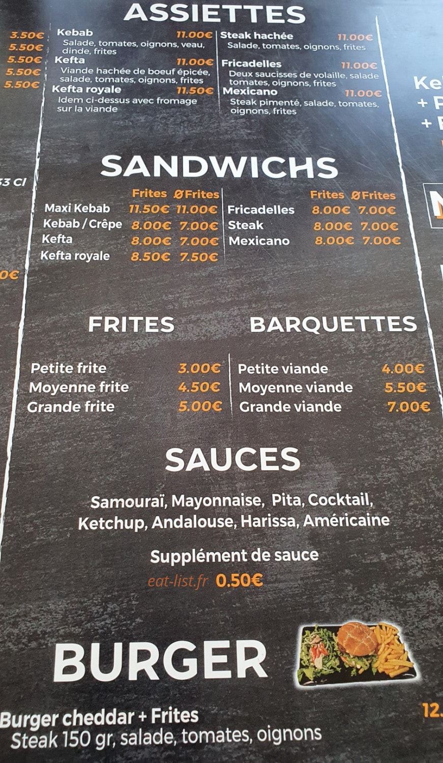 Au p'tit resto — carte page 1