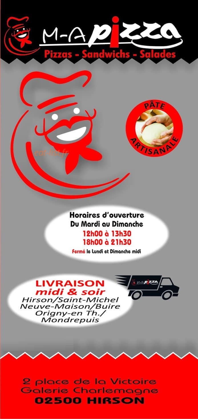 M-A pizza — carte page 1