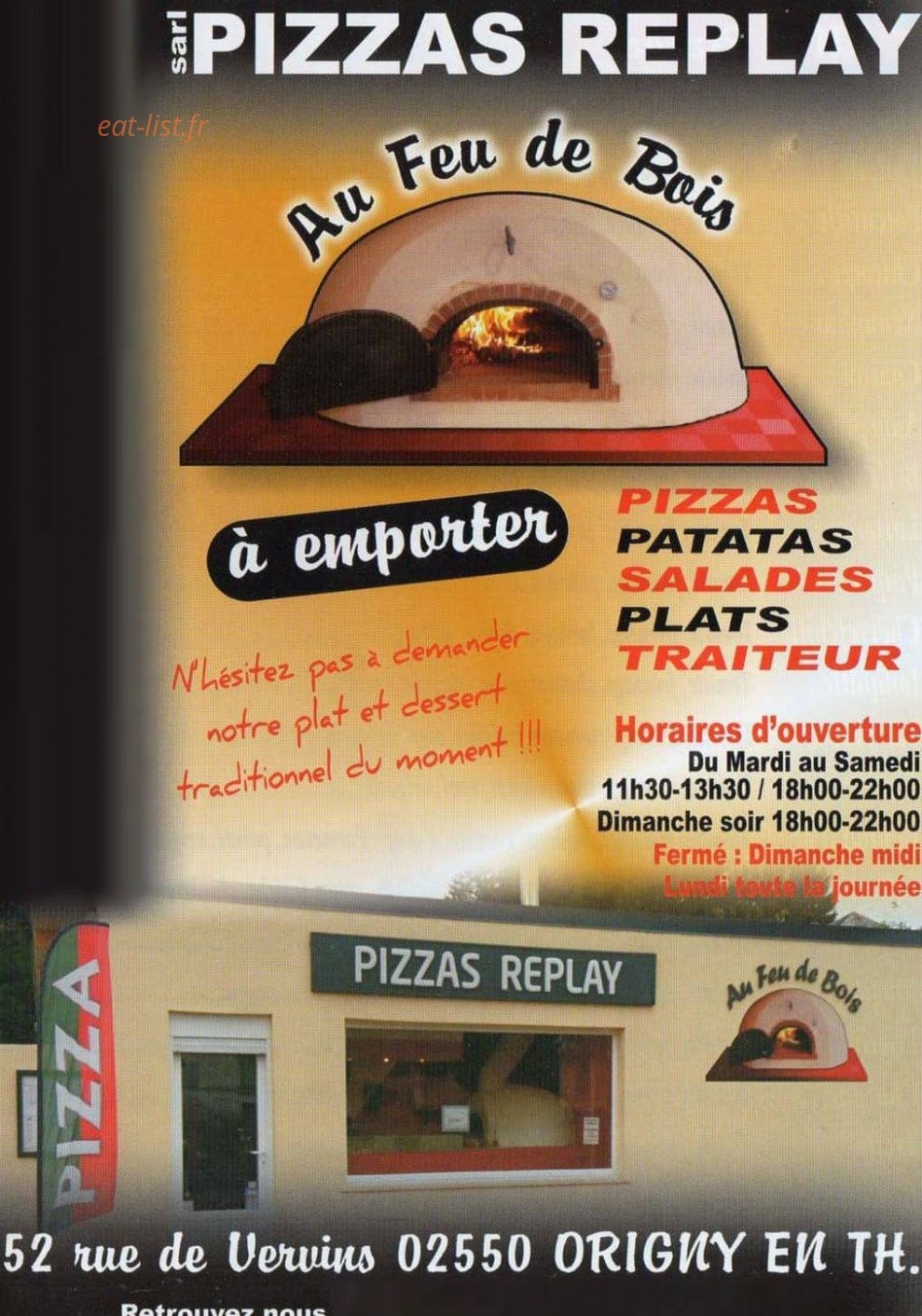 Pizzas Replay — carte page 1