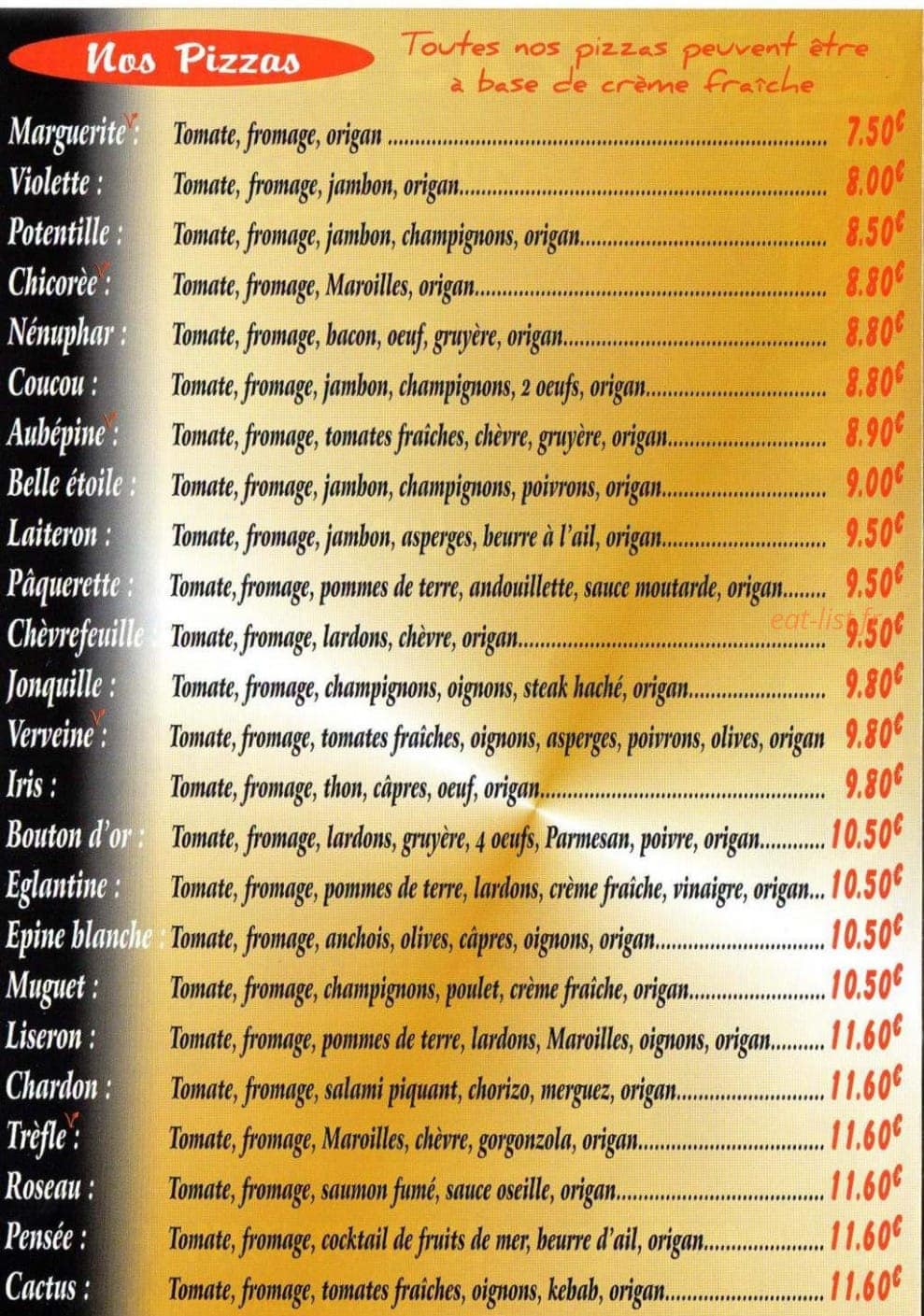 Pizzas Replay — carte page 2