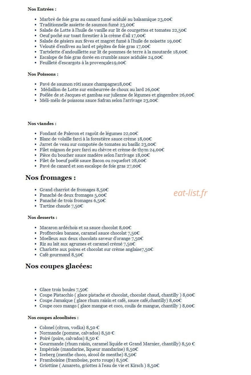 Aux Menus Plaisirs — carte page 1
