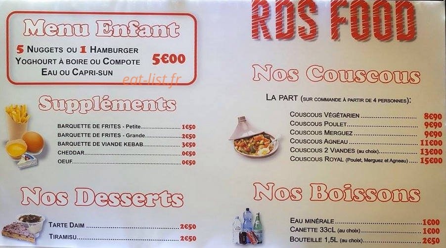 RDS Food — carte page 1