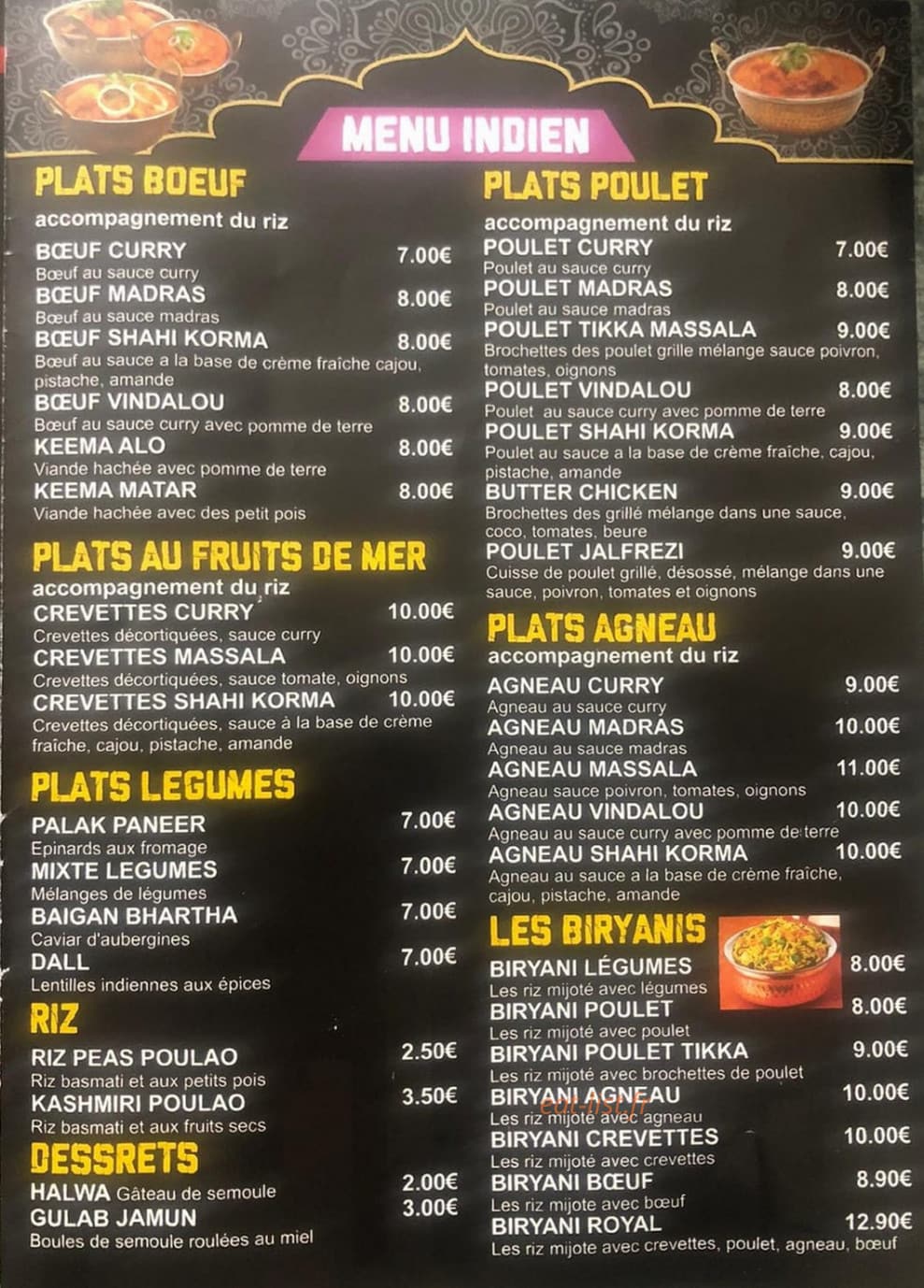 Au Tandoori Naan — carte page 4